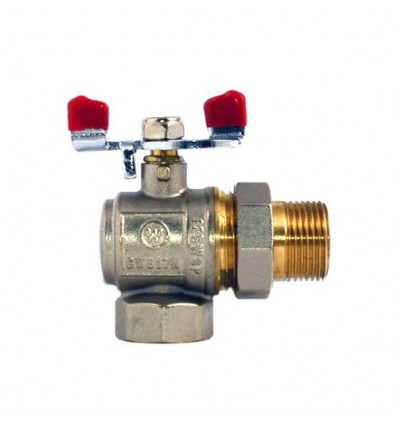 WATERPRO Кран с американкой угловой 1/2" красный (160 шт/ящ)